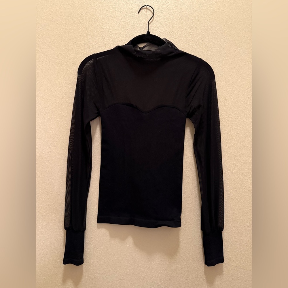 black half mesh top free people